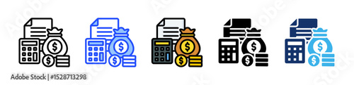Budgeting Icon Collection With Multiple Styles