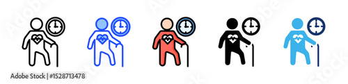Life Expectancy Icon Collection With Multiple Styles