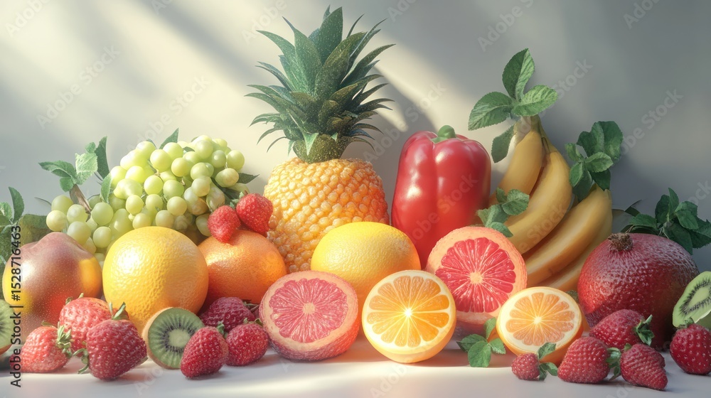 Colorful fruit still life studio shot Colorful fruit still life studio shot