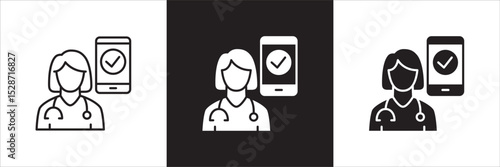  Doctor icon. Doctor consultation digital apps icon. Healthcare contact symbol. Icon symbol compatible for health service, hospital, clinic and medical. Vector illustration.