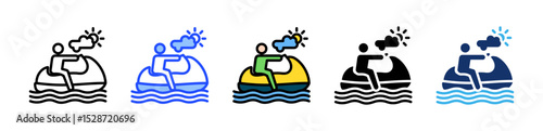 Jet Ski Icon Collection With Multiple Styles