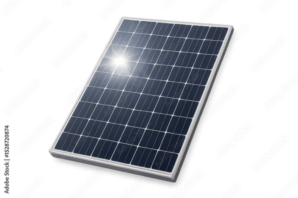 Sunlight reflecting on photovoltaic solar panel, converting renewable energy, isolated against transparent backdrop Sunlight reflecting on photovoltaic solar panel, converting renewable energy, isolated against transparent backdrop