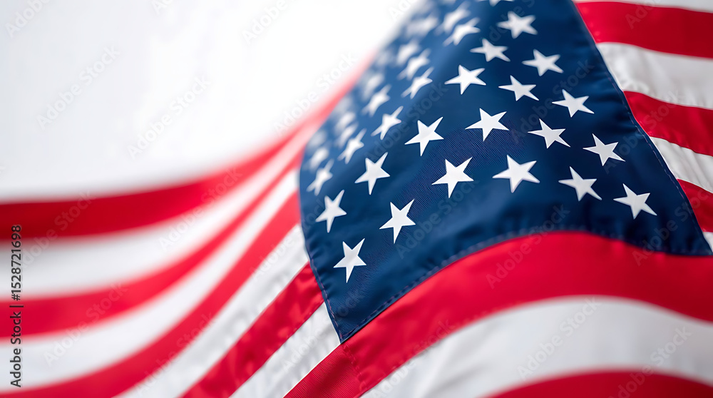 Obraz premium American Flag Close Up with Stars Stripes and Soft Focus for Patriotic Theme