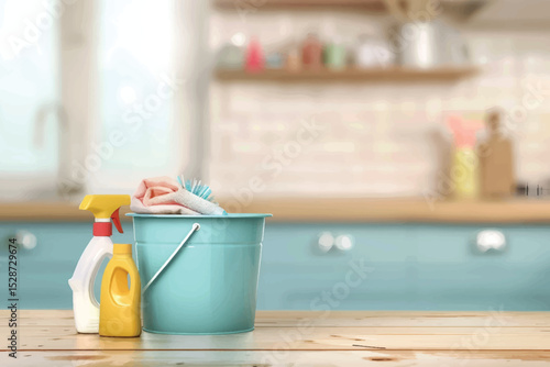 Plastic laundry basket with clothes indoors