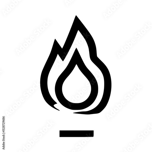 Stylized flame icon with a horizontal line base.