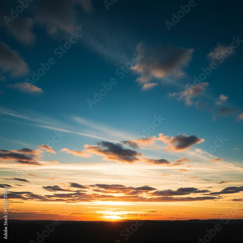 Majestic Long Exposure Clouds Over Serene Landscape at Sunset Sunrise