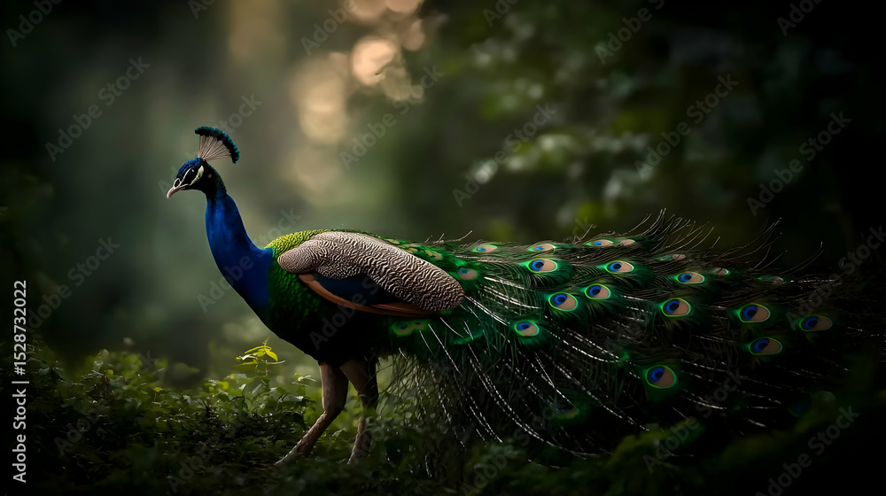 Obraz premium Peacock In Lush Forest