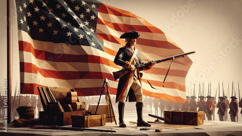 American Revolution Soldier, A historical figure dressed as a Revolutionary War 