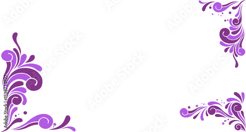 Elegant Purple Floral Corner Frame Vector – Decorative Ornamental Border Design