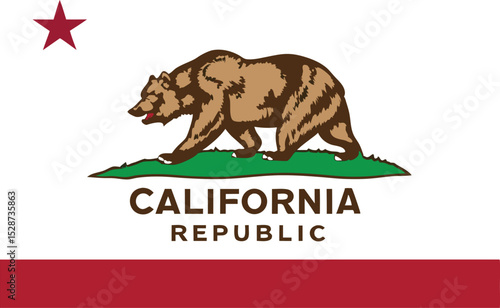 California State Flag Depicting a Grizzly Bear and Red Star