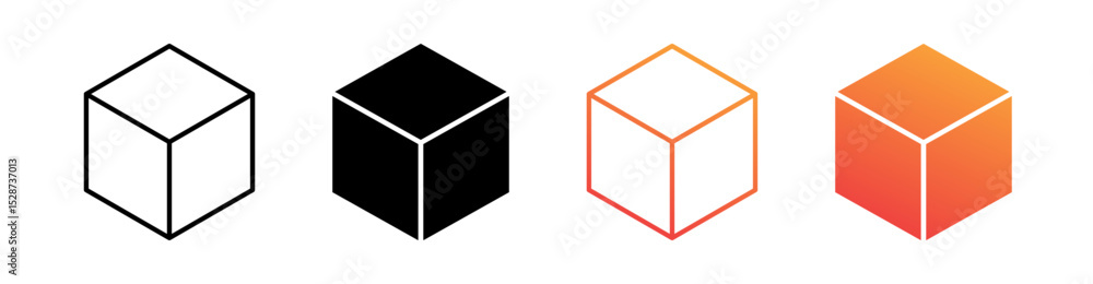 Cube Multiple Style Icon Set Collection Cube Multiple Style Icon Set Collection