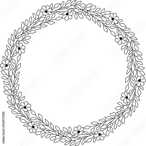 Botanical Leaf Wreath Vector