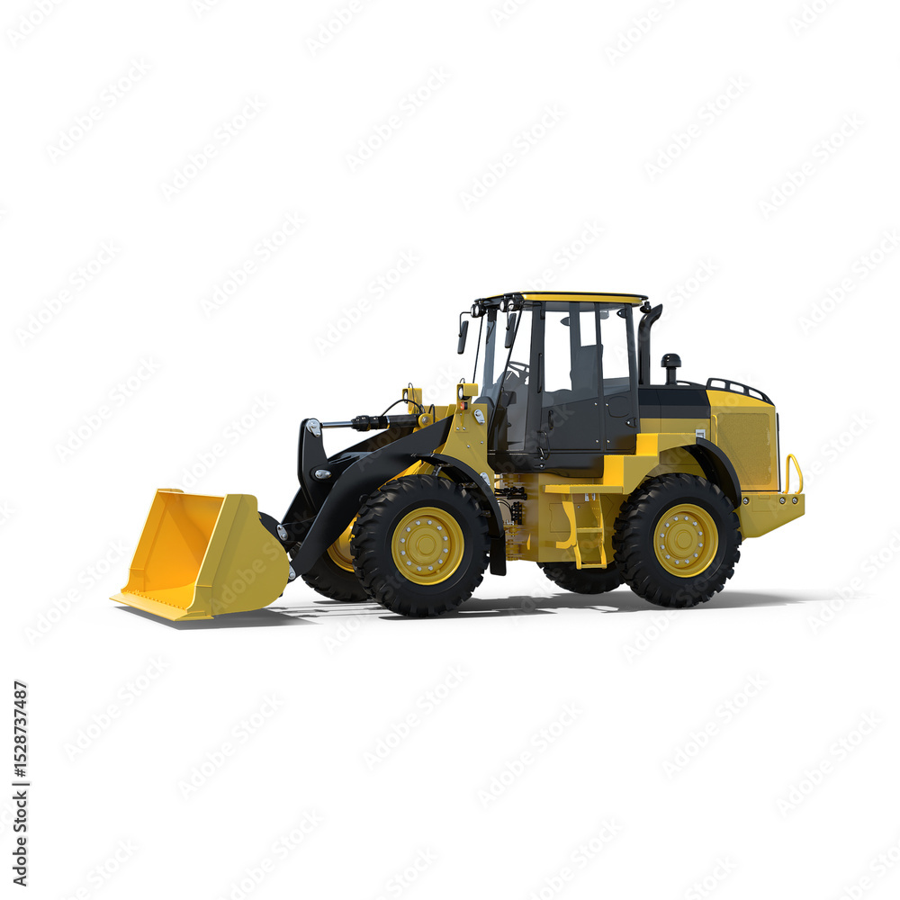 Fototapeta premium Yellow Front Loader Construction Vehicle Isolated on Transparent Background