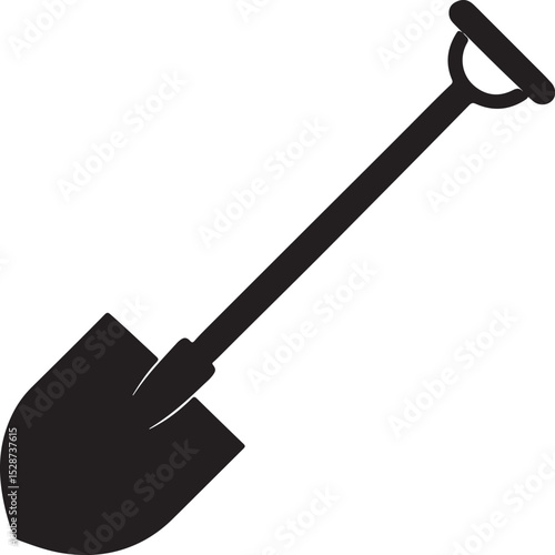 shovel sketch silhouette, black and white silhouette, vector and illustration