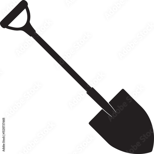 shovel sketch silhouette, black and white silhouette, vector and illustration