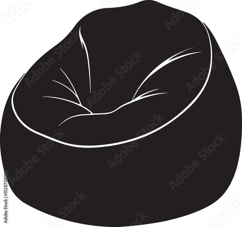 bean bag chair silhouette, black and white silhouette, vector and illustration