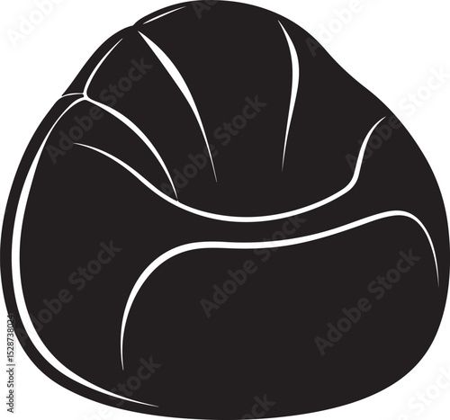 bean bag chair silhouette, black and white silhouette, vector and illustration