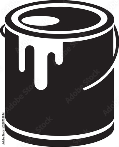 paint can silhouette, black and white silhouette, vector and illustration