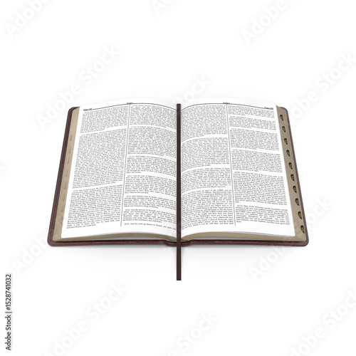 Open Holy Bible with Bookmark Isolated on Transparent Background