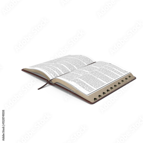 Open Holy Bible with Bookmark Isolated on Transparent Background