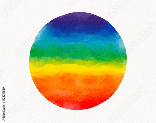 Circular rainbow watercolor design symbolizing unity, wholeness, and the vibrant spectrum of pride.