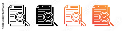 Reviewing Documents Multiple Style Icon Set Collection 