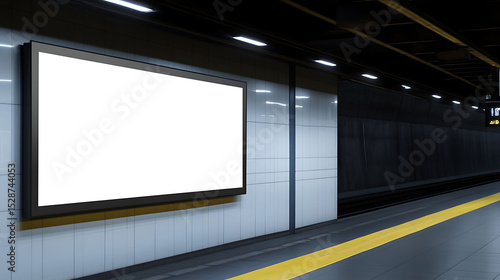 Empty horizontal billboard 2:1 ratio in modern subway station mockup with clean urban background design