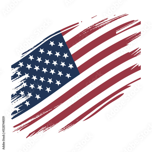 Vector illustration of abstract brushstroke American flag for patriotic themes like celebrations.