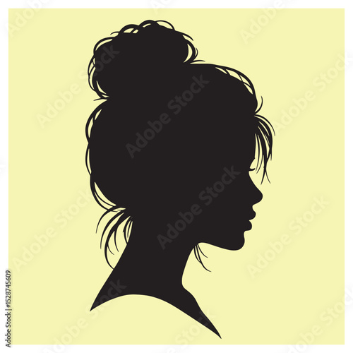 Elegant silhouette of a woman with updo hairstyle in a modern minimalist design