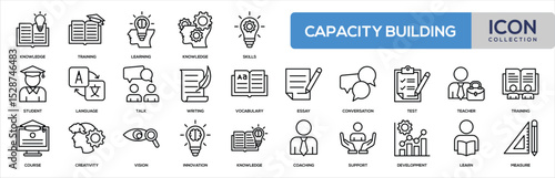 Capacity Building Line Icon Building