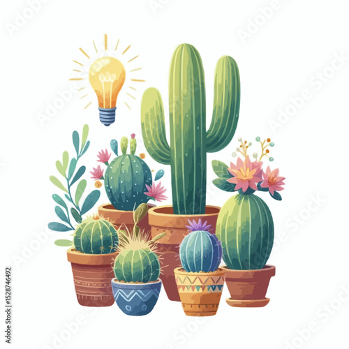 Yellow narcissus flowers blossom in a pot with a green cactus, bringing spring nature indoors