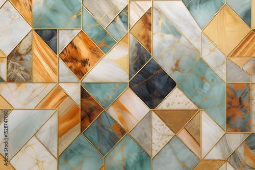 Abstract geometric marble pattern wallpaper background design with gold lines and shapes 