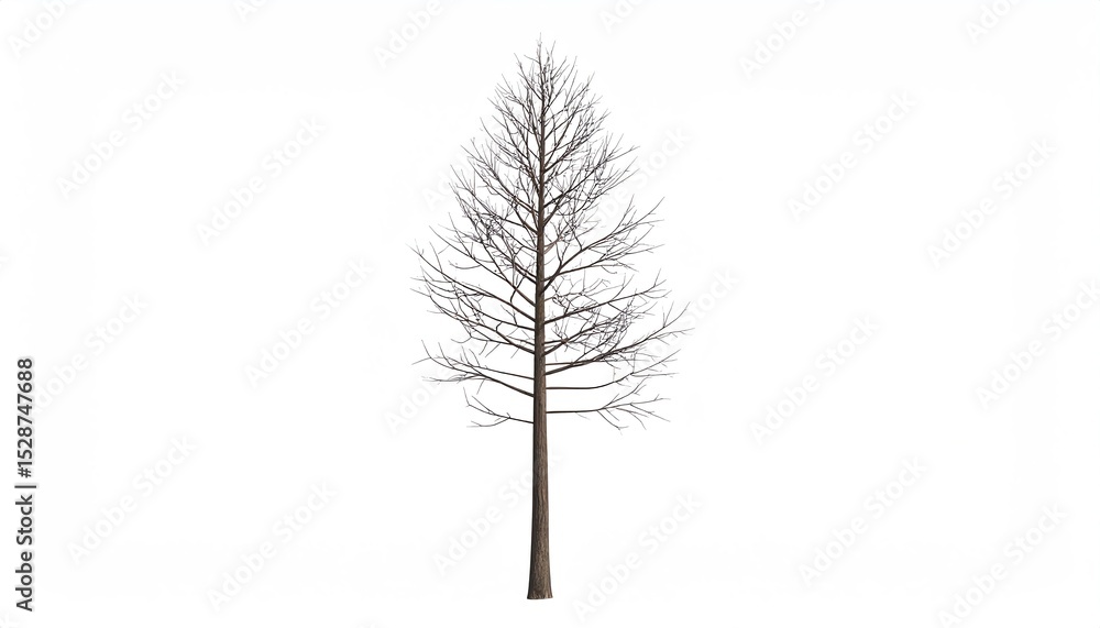 Obraz premium An artistic representation of a bare tree in 3d rendering highlighting the striking silhouette against a white background