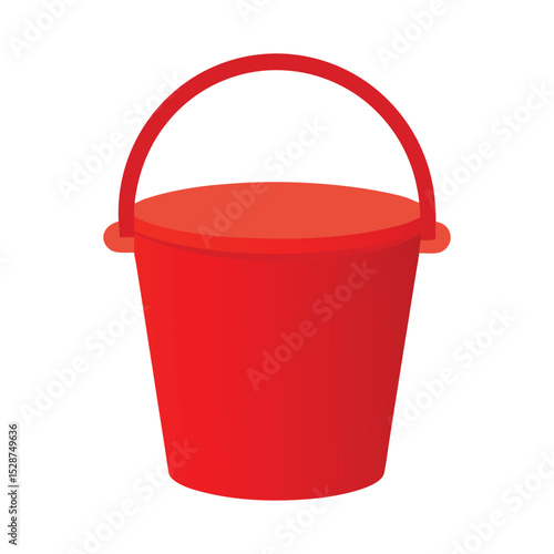 red plastic bucket isolated