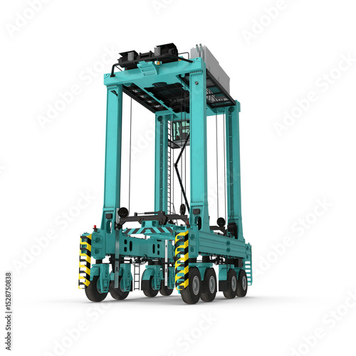 Modern Hybrid Straddle Carrier for Container Handling Isolated on Transparent Background