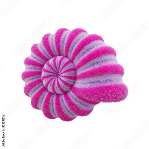 Pink and purple fluffy spiral shell on transparent background