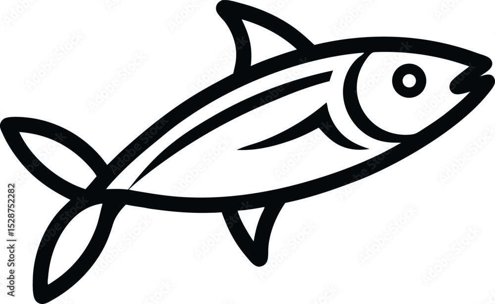 Fototapeta premium Anchovy Outline Icon: Fish Food