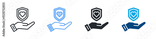 Trust Icon Set Multiple Style. Design In Outline, Blue, Glyph, Dualtone