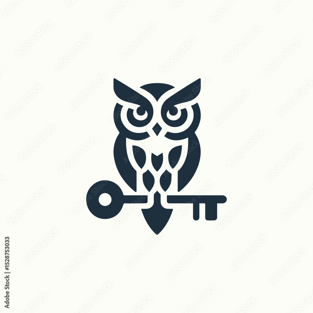 Obraz premium Owl and key logo