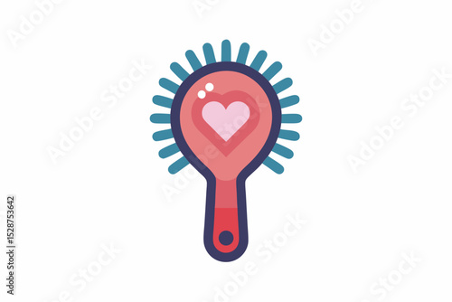 hairbrush hair strands heart care icon
