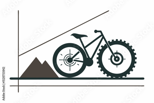 mountain bike side view gear lines icon