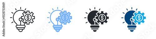 Creativity Icon Set Multiple Style. Design In Outline, Blue, Glyph, Dualtone