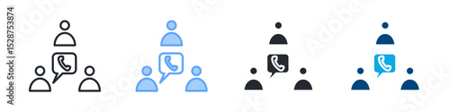 Business Communication Icon Set Multiple Style. Design In Outline, Blue, Glyph, Dualtone