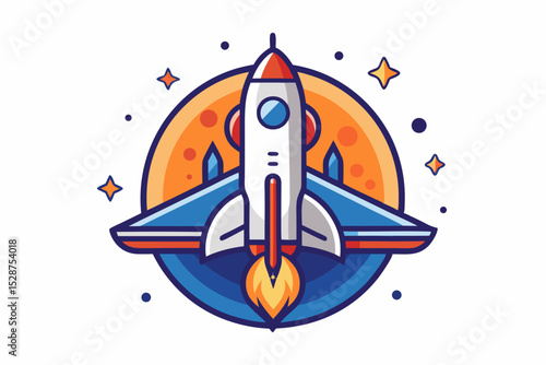 space shuttle icon flames planet