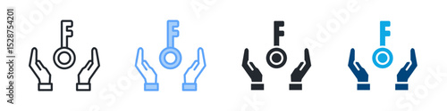 Chance And Access Icon Set Multiple Style. Design In Outline, Blue, Glyph, Dualtone