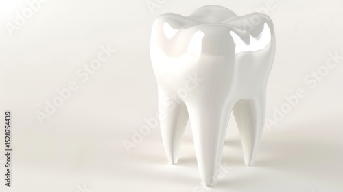 Shiny white tooth, dental health, studio shot, clean background, medical illustration