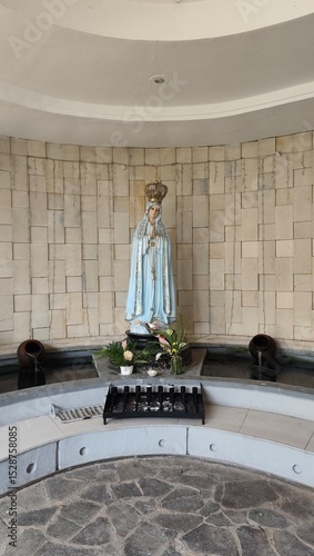 The statue of the Virgin Mary is a symbol of the Catholic religion, a place of meditation to get closer to God