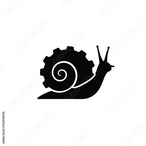 Snail gear icon slow progress mechanical concept