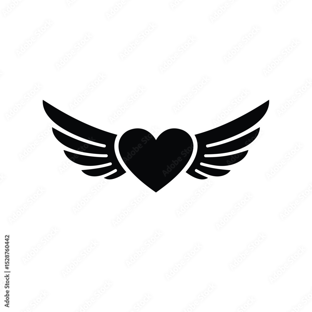 Naklejka premium Heart with wings love symbol design graphic