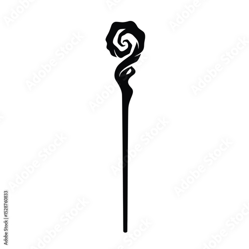 Fototapeta Ornate spiral staff magical wand wizardry symbol